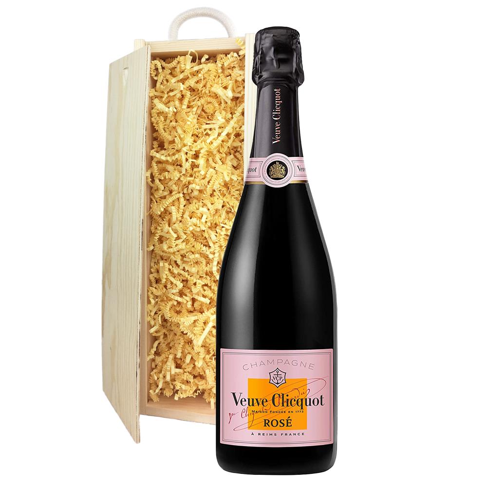 Veuve Clicquot Rose Champagne 75cl In Pine Gift Box
